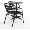 image:imageFlash Furniture TLHALUM24RD017BK2GG Lila 235 Round Aluminum IndoorOutdoor Table Set with 2 Slat Back Chairs BlackBlack