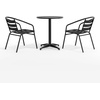image:imageFlash Furniture TLHALUM24RD017BK2GG Lila 235 Round Aluminum IndoorOutdoor Table Set with 2 Slat Back Chairs BlackBlack