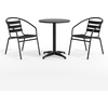image:imageFlash Furniture TLHALUM24RD017BK2GG Lila 235 Round Aluminum IndoorOutdoor Table Set with 2 Slat Back Chairs BlackBlack