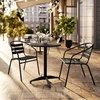 image:imageFlash Furniture TLHALUM24RD017BK2GG Lila 235 Round Aluminum IndoorOutdoor Table Set with 2 Slat Back Chairs BlackBlack