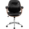 image:imageFlash Furniture Tansia MidBack Black LeatherSoft Executive Ergonomic Wood Swivel Office Chair with Arms