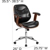 image:imageFlash Furniture Tansia MidBack Black LeatherSoft Executive Ergonomic Wood Swivel Office Chair with Arms