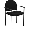 image:imageFlash Furniture Tiffany Side Reception Chair with Padded Armrests Stackable Vinyl Waiting Room Chair for Commercial or Residential Use BlackBlack Fabric
