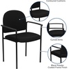 image:imageFlash Furniture Tiffany Side Reception Chair with Padded Armrests Stackable Vinyl Waiting Room Chair for Commercial or Residential Use BlackBlack Fabric