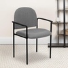 image:imageFlash Furniture Tiffany Side Reception Chair with Padded Armrests Stackable Vinyl Waiting Room Chair for Commercial or Residential Use BlackGray Fabric