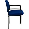 image:imageFlash Furniture Tiffany Side Reception Chair with Padded Armrests Stackable Vinyl Waiting Room Chair for Commercial or Residential Use BlackNavy Fabric