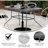 image:imageFlash Furniture Tory Rectangle Patio Table with Umbrella Hole Commercial AllWeather Table with Heat Resistant Tempered Glass Steel Tube Frame 275x4725 BlackClear TopSilver Frame