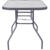 image:imageFlash Furniture Tory Rectangle Patio Table with Umbrella Hole Commercial AllWeather Table with Heat Resistant Tempered Glass Steel Tube Frame 275x4725 BlackClear TopSilver Frame