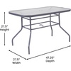 image:imageFlash Furniture Tory Rectangle Patio Table with Umbrella Hole Commercial AllWeather Table with Heat Resistant Tempered Glass Steel Tube Frame 275x4725 BlackClear TopSilver Frame