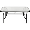 image:imageFlash Furniture Tory Rectangle Patio Table with Umbrella Hole Commercial AllWeather Table with Heat Resistant Tempered Glass Steel Tube Frame 35x 59 BlackClear TopBlack Frame