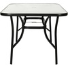 image:imageFlash Furniture Tory Rectangle Patio Table with Umbrella Hole Commercial AllWeather Table with Heat Resistant Tempered Glass Steel Tube Frame 35x 59 BlackClear TopBlack Frame