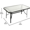image:imageFlash Furniture Tory Rectangle Patio Table with Umbrella Hole Commercial AllWeather Table with Heat Resistant Tempered Glass Steel Tube Frame 35x 59 BlackClear TopBlack Frame