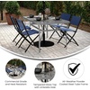 image:imageFlash Furniture Tory Rectangle Patio Table with Umbrella Hole Commercial AllWeather Table with Heat Resistant Tempered Glass Steel Tube Frame 35x 59 BlackClear TopSilver Frame