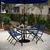 image:imageFlash Furniture Tory Rectangle Patio Table with Umbrella Hole Commercial AllWeather Table with Heat Resistant Tempered Glass Steel Tube Frame 35x 59 BlackClear TopBlack Frame
