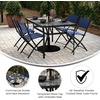 image:imageFlash Furniture Tory Rectangle Patio Table with Umbrella Hole Commercial AllWeather Table with Heat Resistant Tempered Glass Steel Tube Frame 35x 59 BlackClear TopBlack Frame