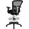image:imageFlash Furniture Tyler MidBack Light Gray Mesh Ergonomic Drafting Chair with Adjustable Chrome Foot Ring Adjustable Arms and White FrameBlack MeshBlack Frame