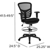 image:imageFlash Furniture Tyler MidBack Light Gray Mesh Ergonomic Drafting Chair with Adjustable Chrome Foot Ring Adjustable Arms and White FrameBlack MeshBlack Frame
