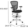 image:imageFlash Furniture Tyler MidBack Light Gray Mesh Ergonomic Drafting Chair with Adjustable Chrome Foot Ring Adjustable Arms and White FrameBlack MeshWhite Frame