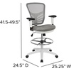 image:imageFlash Furniture Tyler MidBack Light Gray Mesh Ergonomic Drafting Chair with Adjustable Chrome Foot Ring Adjustable Arms and White FrameLight Gray MeshWhite Frame