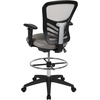 image:imageFlash Furniture Tyler MidBack Light Gray Mesh Ergonomic Drafting Chair with Adjustable Chrome Foot Ring Adjustable Arms and White FrameLight Gray MeshBlack Frame