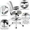 image:imageFlash Furniture Tyler MidBack Light Gray Mesh Ergonomic Drafting Chair with Adjustable Chrome Foot Ring Adjustable Arms and White FrameLight Gray MeshWhite Frame