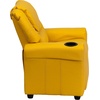 image:imageFlash Furniture Vana LeatherSoft Kids Recliner with Cup Holder Headrest and Safety Recline Contemporary Reclining Chair for Kids Supports up to 90 lbs BrownYellow Vinyl
