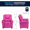 image:imageFlash Furniture Vana LeatherSoft Kids Recliner with Cup Holder Headrest and Safety Recline Contemporary Reclining Chair for Kids Supports up to 90 lbs BrownHot Pink Vinyl