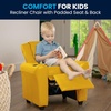image:imageFlash Furniture Vana LeatherSoft Kids Recliner with Cup Holder Headrest and Safety Recline Contemporary Reclining Chair for Kids Supports up to 90 lbs BrownYellow Vinyl