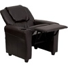 image:imageFlash Furniture Vana LeatherSoft Kids Recliner with Cup Holder Headrest and Safety Recline Contemporary Reclining Chair for Kids Supports up to 90 lbs BrownBrown Leathersoft