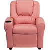 image:imageFlash Furniture Vana LeatherSoft Kids Recliner with Cup Holder Headrest and Safety Recline Contemporary Reclining Chair for Kids Supports up to 90 lbs BrownPink Vinyl