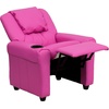 image:imageFlash Furniture Vana LeatherSoft Kids Recliner with Cup Holder Headrest and Safety Recline Contemporary Reclining Chair for Kids Supports up to 90 lbs BrownHot Pink Vinyl
