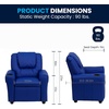 image:imageFlash Furniture Vana LeatherSoft Kids Recliner with Cup Holder Headrest and Safety Recline Contemporary Reclining Chair for Kids Supports up to 90 lbs BrownBlue Vinyl