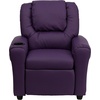 image:imageFlash Furniture Vana LeatherSoft Kids Recliner with Cup Holder Headrest and Safety Recline Contemporary Reclining Chair for Kids Supports up to 90 lbs BrownPurple Vinyl