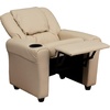 image:imageFlash Furniture Vana LeatherSoft Kids Recliner with Cup Holder Headrest and Safety Recline Contemporary Reclining Chair for Kids Supports up to 90 lbs BrownBeige Vinyl