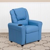 image:imageFlash Furniture Vana LeatherSoft Kids Recliner with Cup Holder Headrest and Safety Recline Contemporary Reclining Chair for Kids Supports up to 90 lbs BrownLight Blue Vinyl