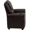 image:imageFlash Furniture Vana LeatherSoft Kids Recliner with Cup Holder Headrest and Safety Recline Contemporary Reclining Chair for Kids Supports up to 90 lbs BrownBrown Leathersoft