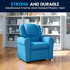 image:imageFlash Furniture Vana LeatherSoft Kids Recliner with Cup Holder Headrest and Safety Recline Contemporary Reclining Chair for Kids Supports up to 90 lbs BrownLight Blue Vinyl