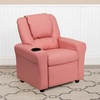 image:imageFlash Furniture Vana LeatherSoft Kids Recliner with Cup Holder Headrest and Safety Recline Contemporary Reclining Chair for Kids Supports up to 90 lbs BrownPink Vinyl