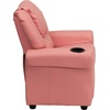 image:imageFlash Furniture Vana LeatherSoft Kids Recliner with Cup Holder Headrest and Safety Recline Contemporary Reclining Chair for Kids Supports up to 90 lbs BrownPink Vinyl