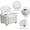 image:imageFlash Furniture Vana LeatherSoft Kids Recliner with Cup Holder Headrest and Safety Recline Contemporary Reclining Chair for Kids Supports up to 90 lbs BrownWhite Vinyl