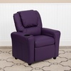 image:imageFlash Furniture Vana LeatherSoft Kids Recliner with Cup Holder Headrest and Safety Recline Contemporary Reclining Chair for Kids Supports up to 90 lbs BrownPurple Vinyl