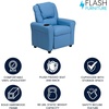image:imageFlash Furniture Vana LeatherSoft Kids Recliner with Cup Holder Headrest and Safety Recline Contemporary Reclining Chair for Kids Supports up to 90 lbs BrownLight Blue Vinyl