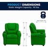 image:imageFlash Furniture Vana LeatherSoft Kids Recliner with Cup Holder Headrest and Safety Recline Contemporary Reclining Chair for Kids Supports up to 90 lbs BrownGreen Vinyl