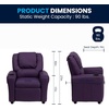 image:imageFlash Furniture Vana LeatherSoft Kids Recliner with Cup Holder Headrest and Safety Recline Contemporary Reclining Chair for Kids Supports up to 90 lbs BrownPurple Vinyl