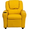image:imageFlash Furniture Vana LeatherSoft Kids Recliner with Cup Holder Headrest and Safety Recline Contemporary Reclining Chair for Kids Supports up to 90 lbs BrownYellow Vinyl