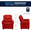 image:imageFlash Furniture Vana LeatherSoft Kids Recliner with Cup Holder Headrest and Safety Recline Contemporary Reclining Chair for Kids Supports up to 90 lbs BrownRed Vinyl