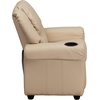 image:imageFlash Furniture Vana LeatherSoft Kids Recliner with Cup Holder Headrest and Safety Recline Contemporary Reclining Chair for Kids Supports up to 90 lbs BrownBeige Vinyl