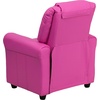 image:imageFlash Furniture Vana LeatherSoft Kids Recliner with Cup Holder Headrest and Safety Recline Contemporary Reclining Chair for Kids Supports up to 90 lbs BrownHot Pink Vinyl