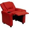 image:imageFlash Furniture Vana LeatherSoft Kids Recliner with Cup Holder Headrest and Safety Recline Contemporary Reclining Chair for Kids Supports up to 90 lbs BrownRed Vinyl