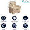 image:imageFlash Furniture Vana LeatherSoft Kids Recliner with Cup Holder Headrest and Safety Recline Contemporary Reclining Chair for Kids Supports up to 90 lbs BrownBeige Vinyl